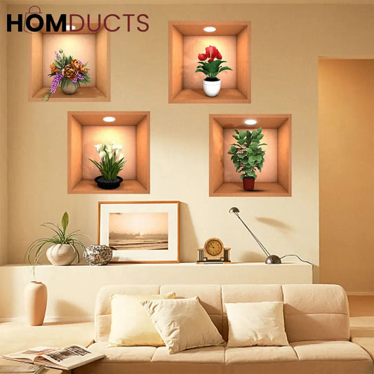 3D Wall Stickers (Pack Of 4)