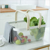 Large Metal Mesh Fruit and Vegetable Basket with Wooden Handles – Modern Kitchen Counter Storage Organizer
