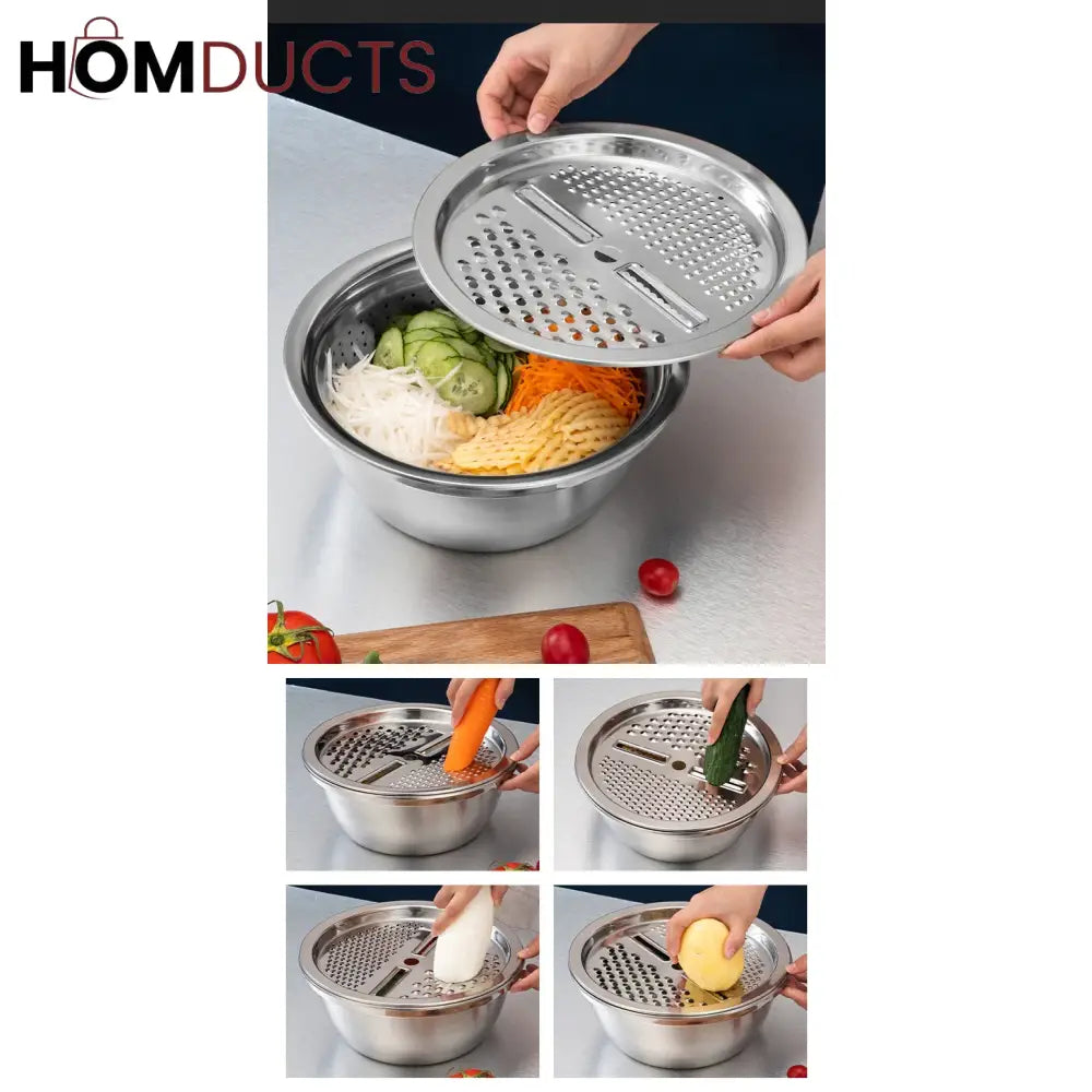 3In1 Stainless Steel Colander With Grater