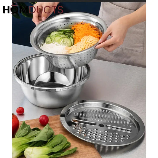 3In1 Stainless Steel Colander With Grater