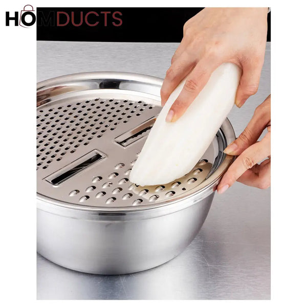 3In1 Stainless Steel Colander With Grater