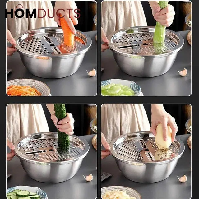 3In1 Stainless Steel Colander With Grater
