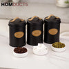 3Pcs Kitchen Counter Top Metal Jar Set