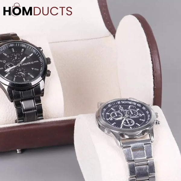3Slot Leather Watch Box J & C Organizer