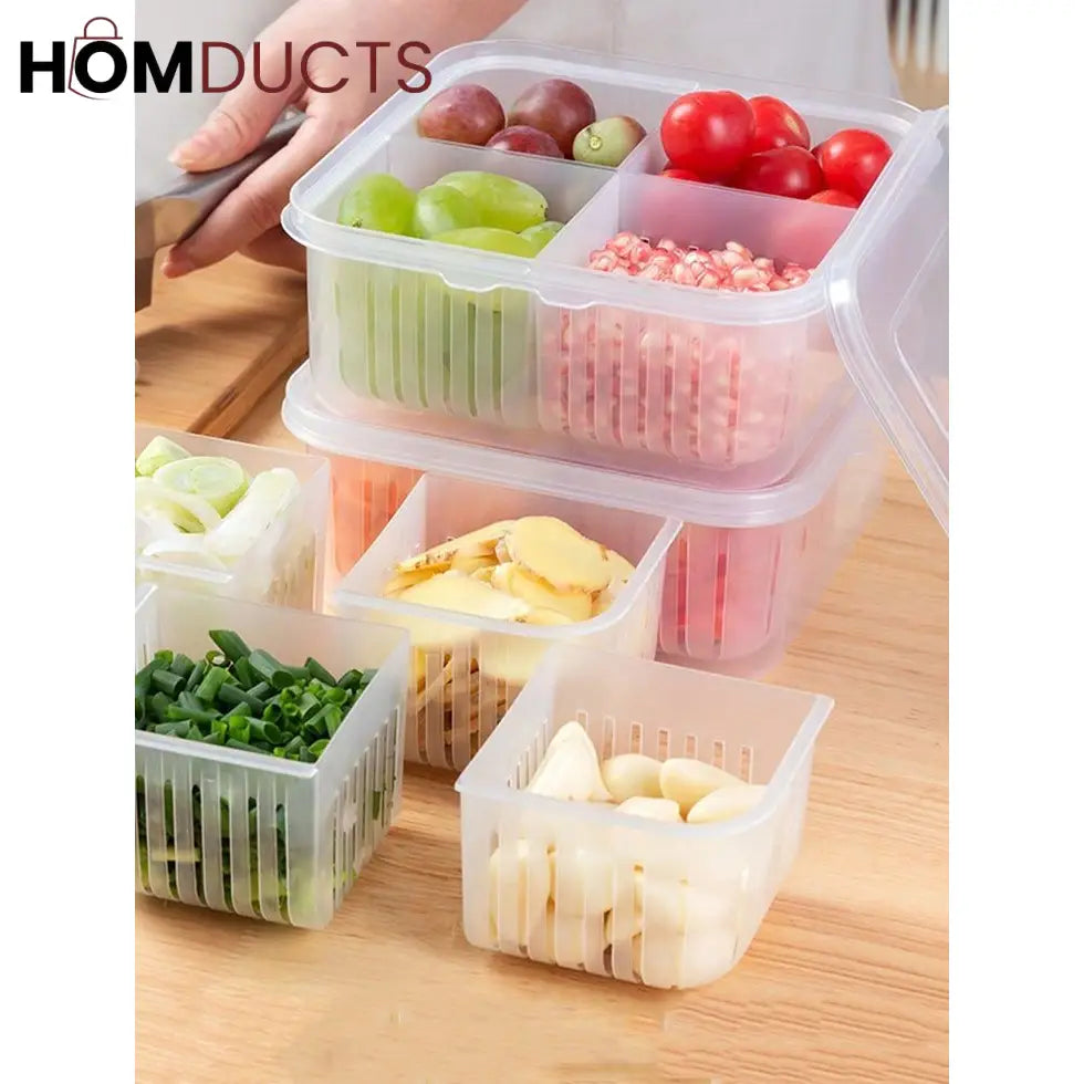 4 Compartment Refrigerator Storage Box