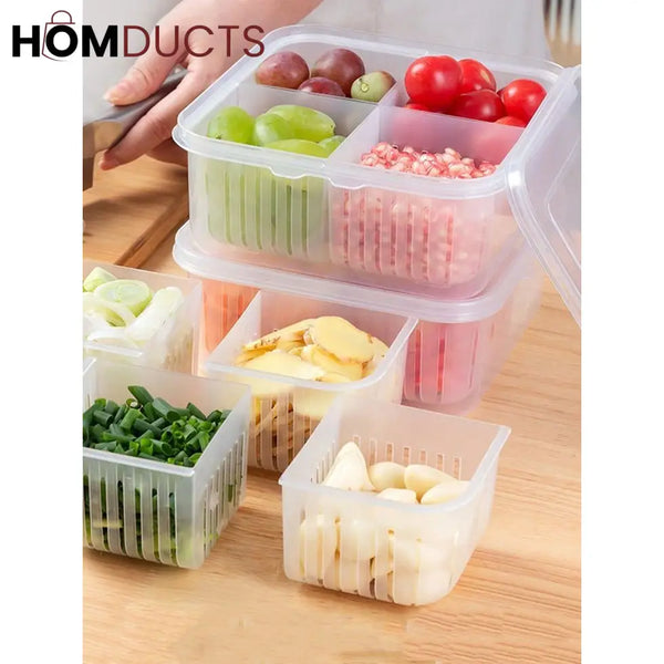 4 Compartment Refrigerator Storage Box
