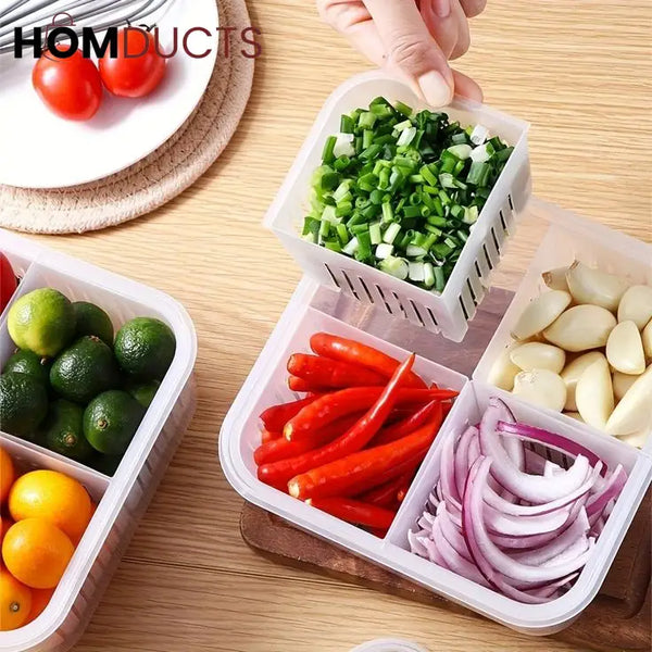 4 Compartment Refrigerator Storage Box