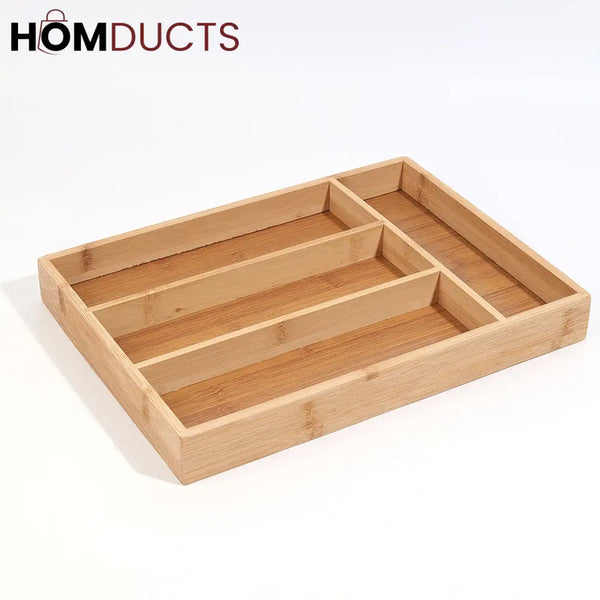 4 Grid Wooden Cutlery Organizer