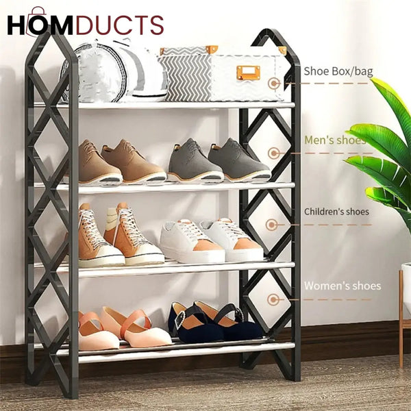 4 Layer Diamond Cut Shoe Rack