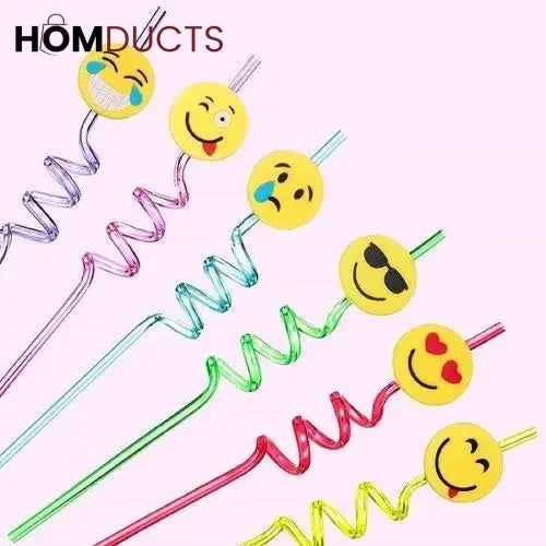 4 Pcs Reusable Smiley Straw