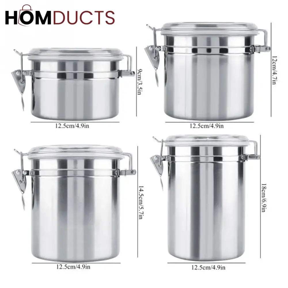 4 Pcs Stainless Steel Jar Set