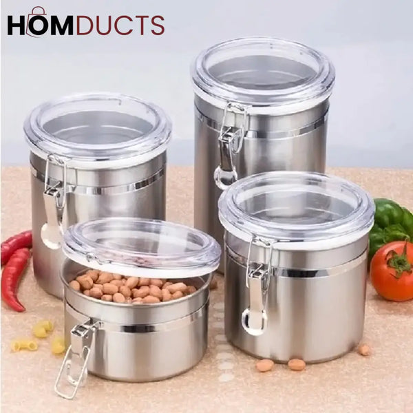 4 Pcs Stainless Steel Jar Set