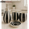 4-Piece Black & White Ceramic Bathroom Set – Modern Stripe Design