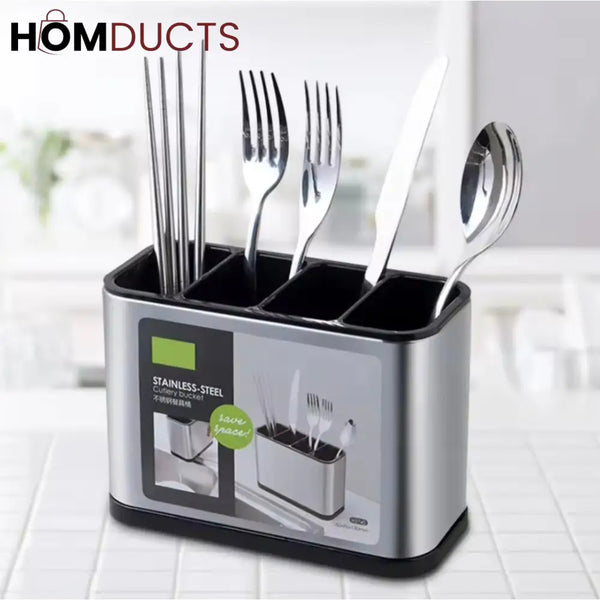 4 Portion Kitchen Stainless Steel Cutlery Organizer