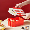 Kids Popcorn Design Lunch Box with Secure Locking Clips – Red