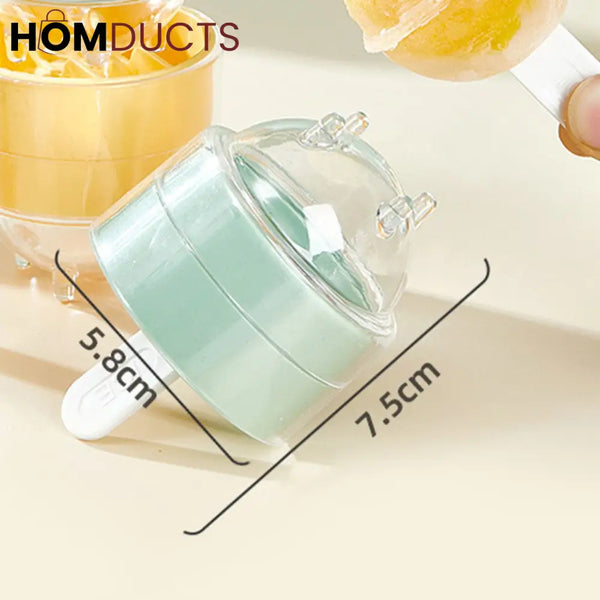 4pcs Round Ice Pop Molds – Reusable Sphere Popsicle Maker with Lids & Sticks for Homemade Frozen Treats