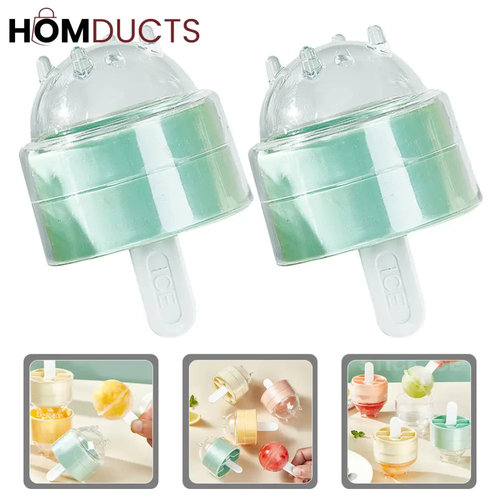 4pcs Round Ice Pop Molds – Reusable Sphere Popsicle Maker with Lids & Sticks for Homemade Frozen Treats