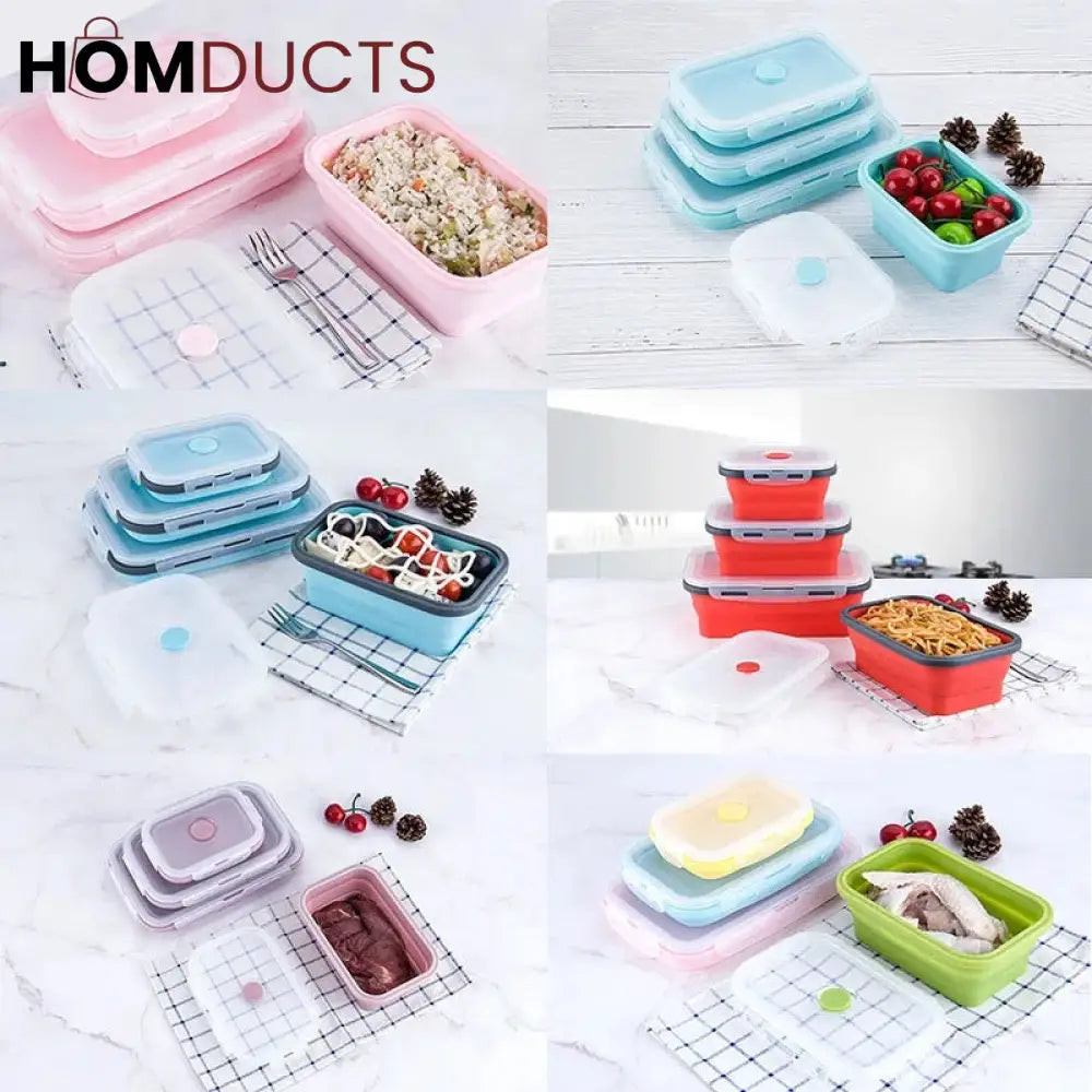 4Pcs Silicone Foldable Food Container