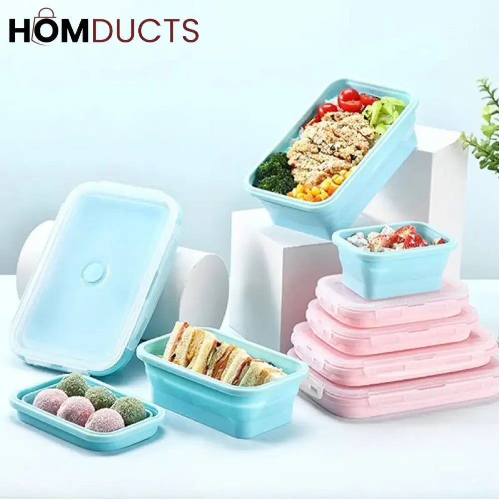 4Pcs Silicone Foldable Food Container