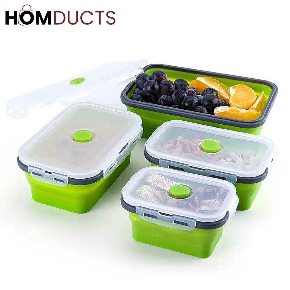 4Pcs Silicone Foldable Food Container