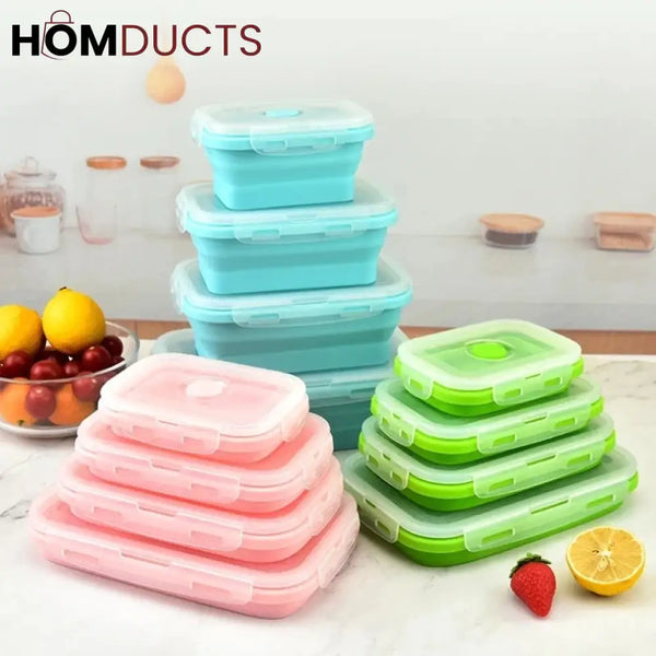 4Pcs Silicone Foldable Food Container