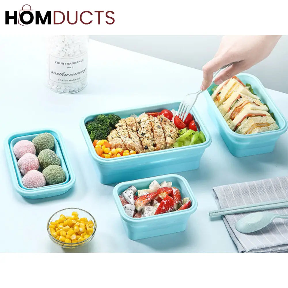 4Pcs Silicone Foldable Food Container