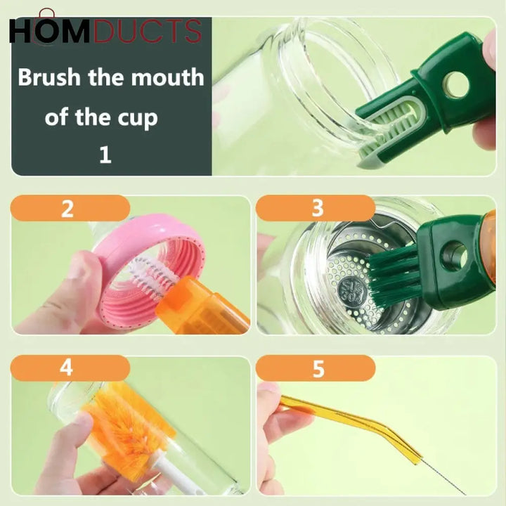 5 In 1 Long Handle Bottle Cleaning Brush