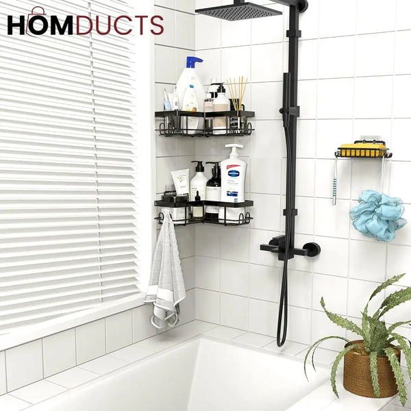 Set Of 5 Mesh Shower Shelves, Multipurpose Wall Storage Racks, Stainless Steel Bathroom Corner Baskets, Shower Basket for Hanging, Shampoo, Shower Gel, Soap Holder