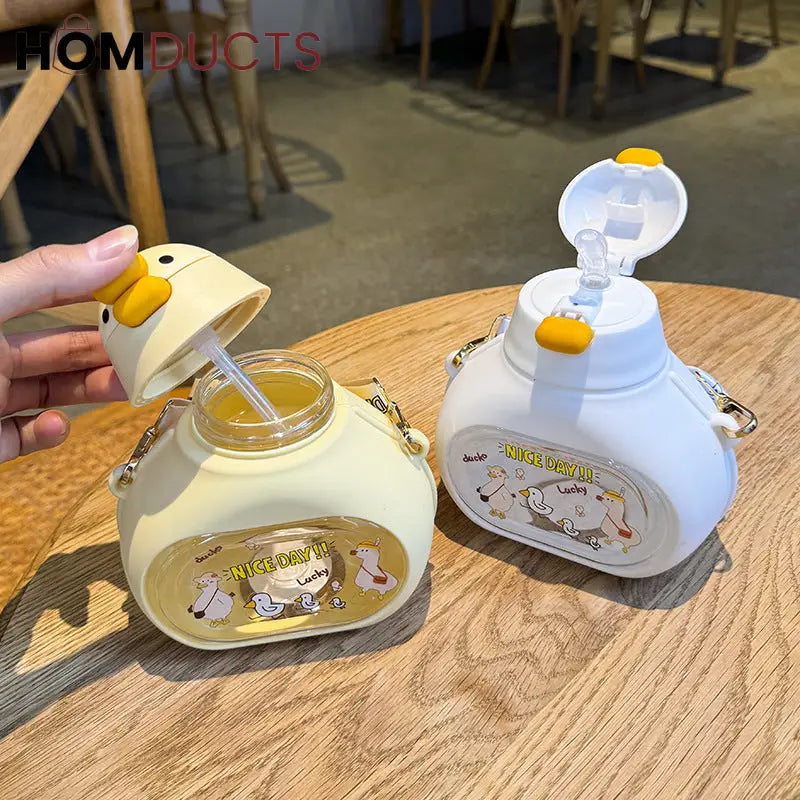 500ML Kids Water Bottle with Straw & Lid - Durable & Cartoon Character Design