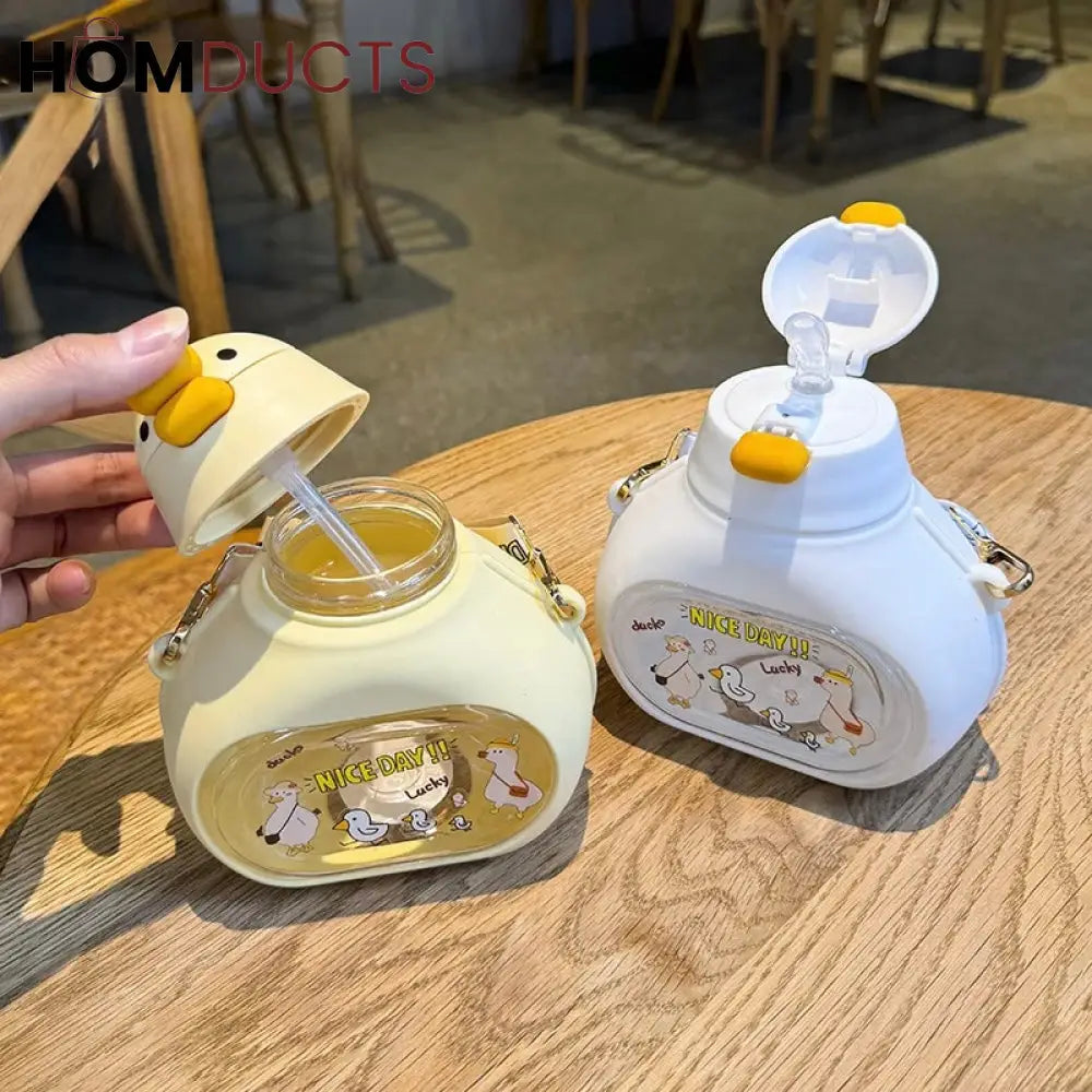 500ML Kids Water Bottle with Straw & Lid - Durable & Cartoon Character Design