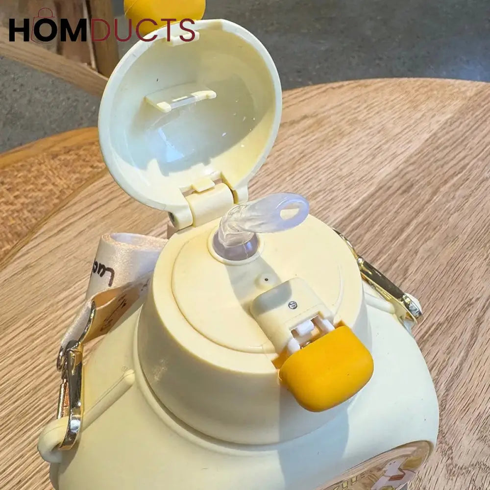 500ML Kids Water Bottle with Straw & Lid - Durable & Cartoon Character Design