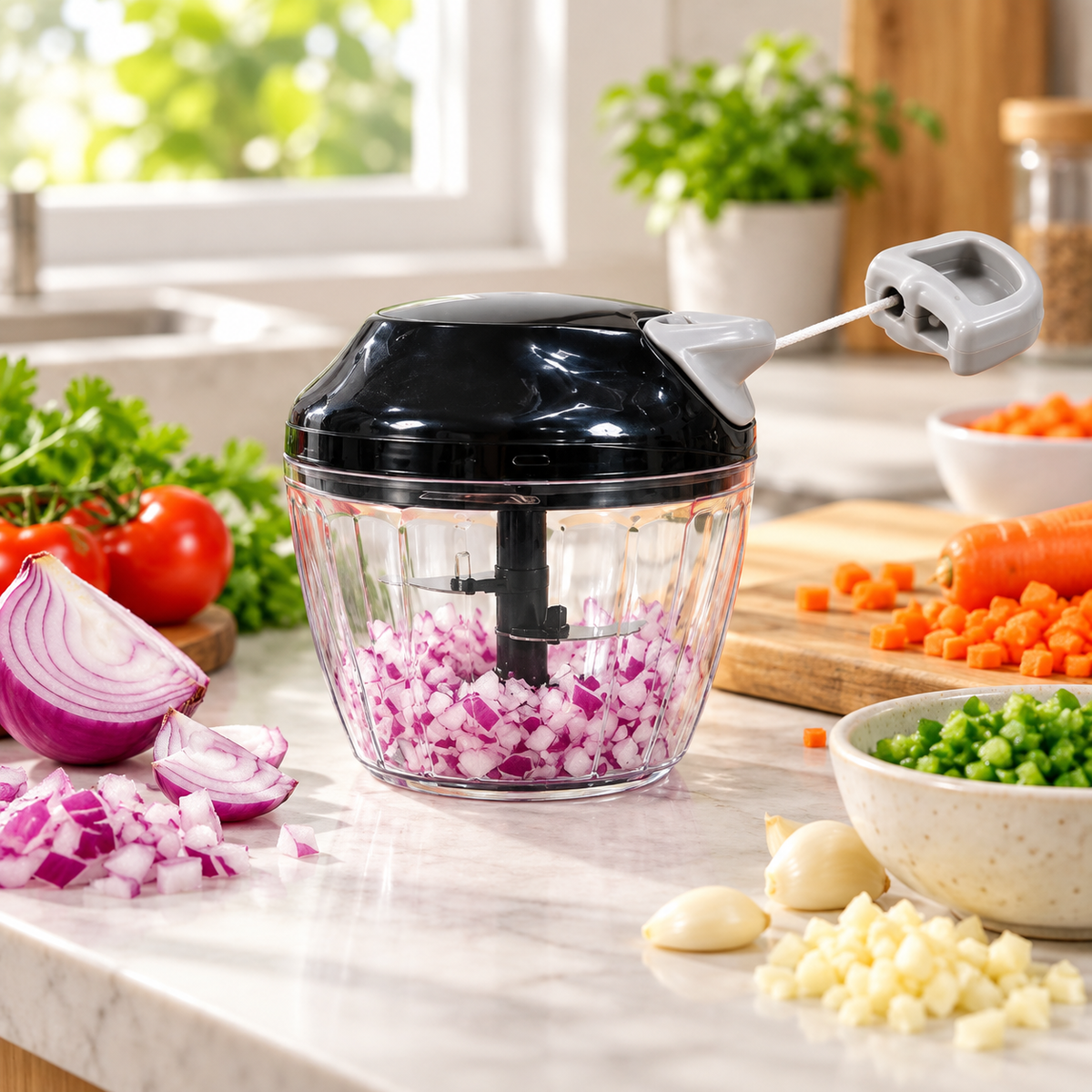 500ml Manual Pull-Cord Vegetable Chopper