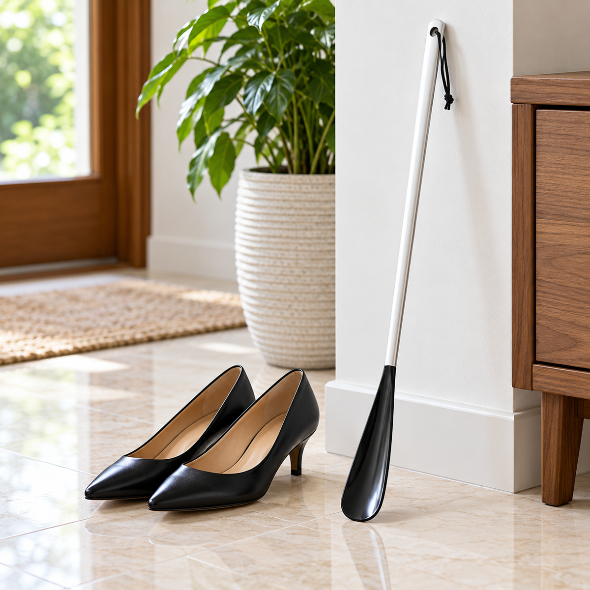 DecoBella Long-Handle Shoe Horn in a premium lifestyle setting