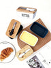 Ceramic Butter Dish with Wooden Lid & Knife Holder