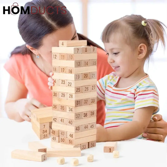 54Pcs Colorful Wooden Wood Layer Stack Tambling