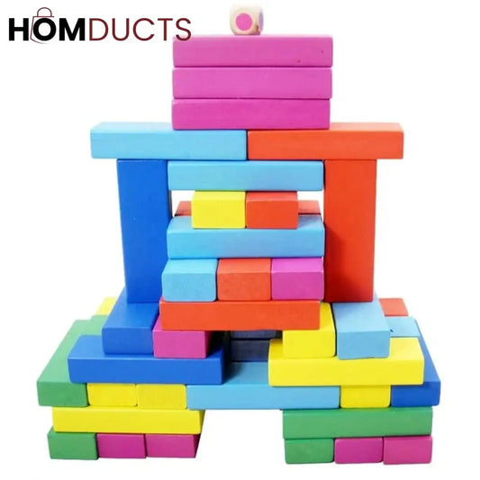 54Pcs Colorful Wooden Wood Layer Stack Tumbling