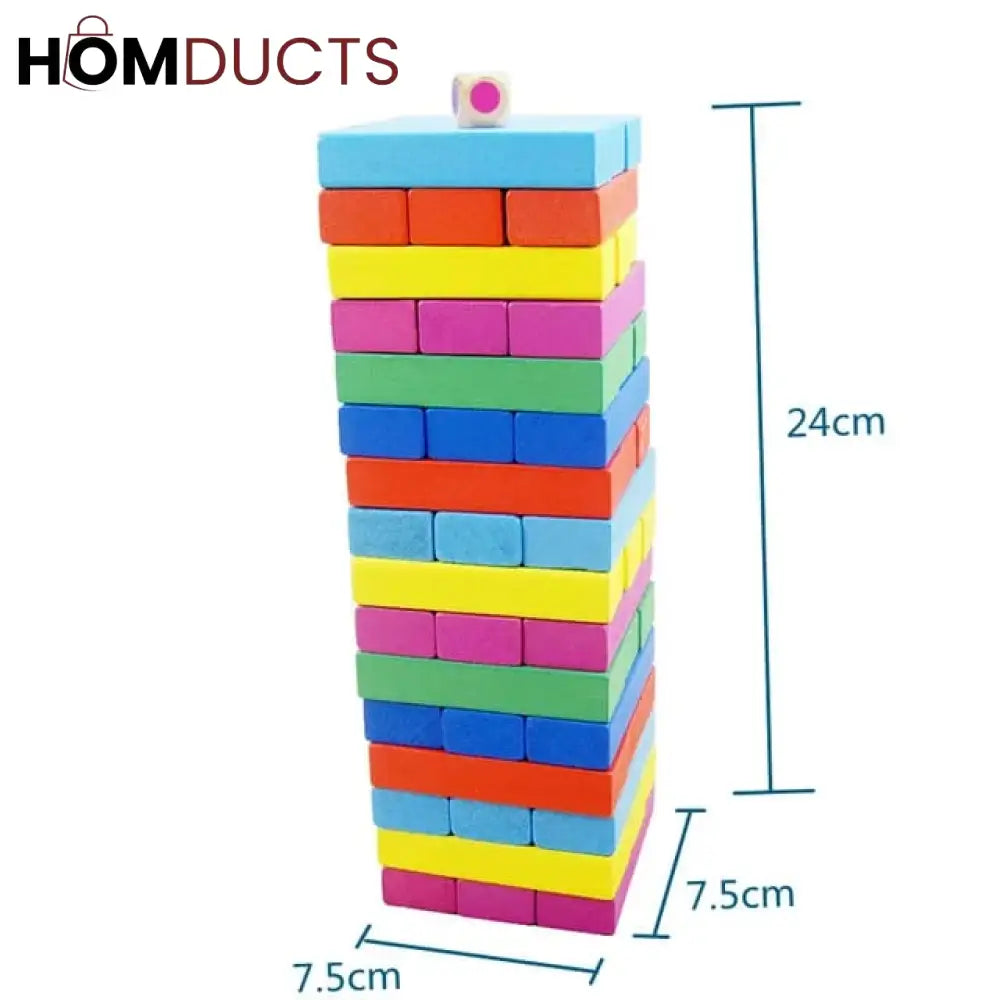 54Pcs Colorful Wooden Wood Layer Stack Tumbling