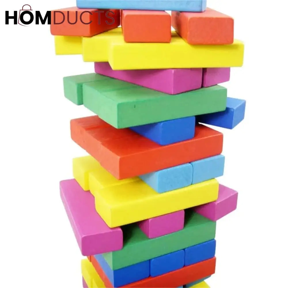 54Pcs Colorful Wooden Wood Layer Stack Tumbling