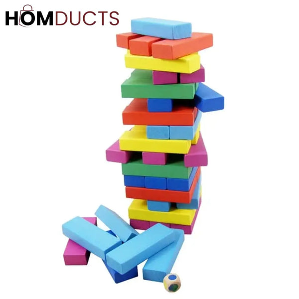 54Pcs Colorful Wooden Wood Layer Stack Tumbling