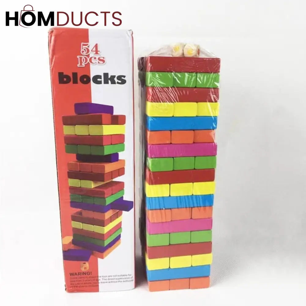 54Pcs Colorful Wooden Wood Layer Stack Tumbling