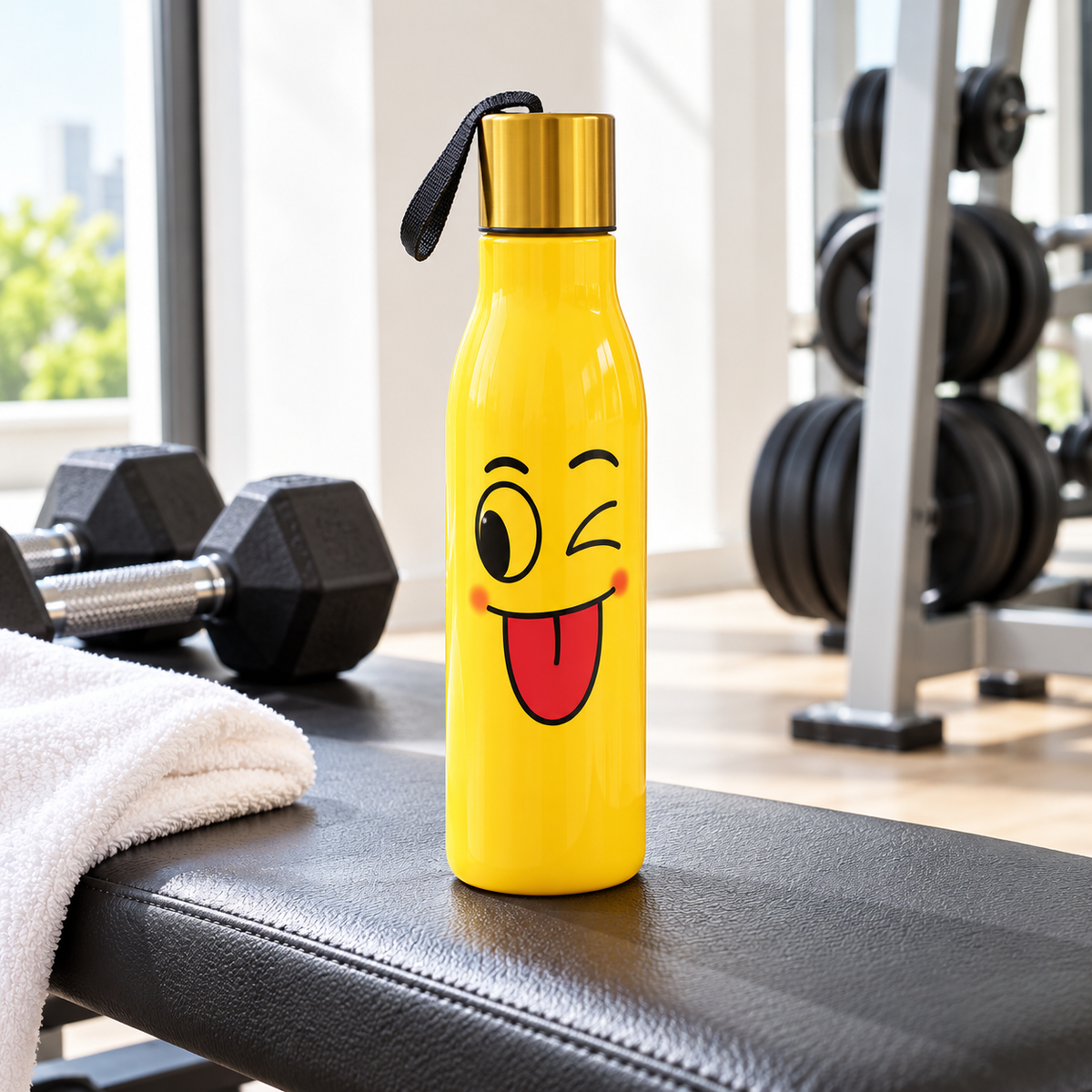 550ml yellow emoji sports water bottle