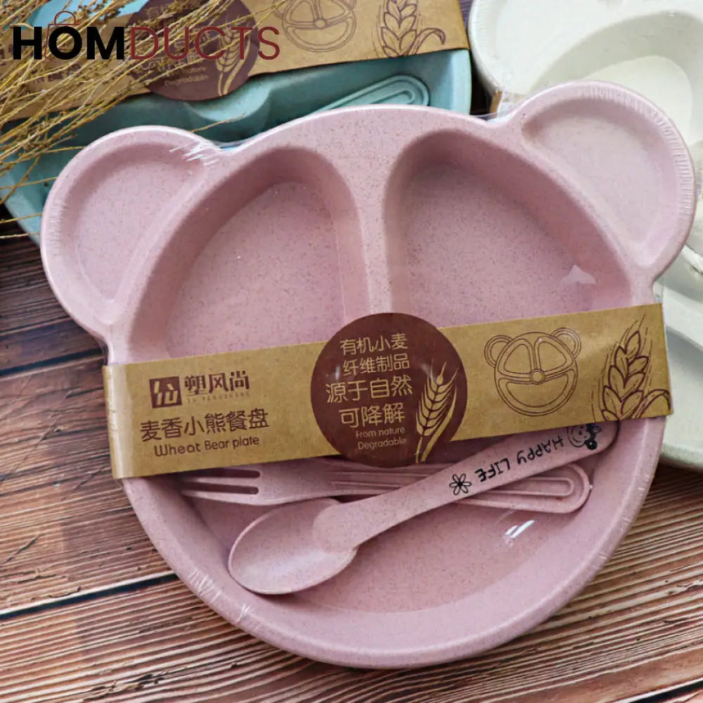 5Pcs Bear Plate Set With Spoon