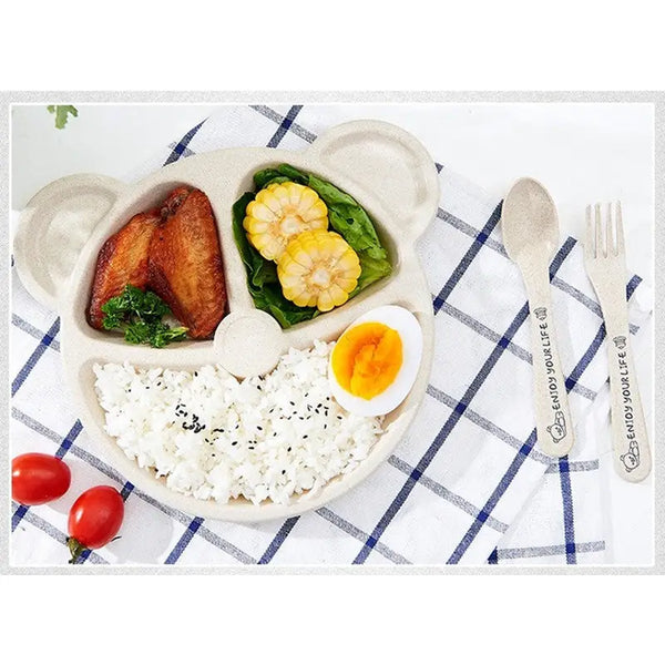 5Pcs Bear Plate Set With Spoon