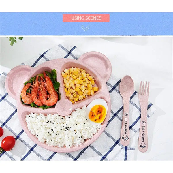 5Pcs Bear Plate Set With Spoon
