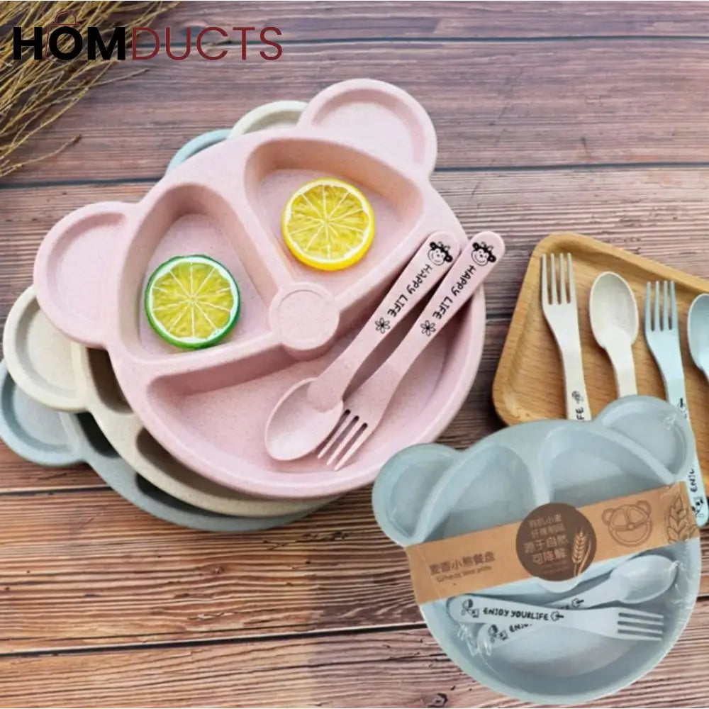 5Pcs Bear Plate Set With Spoon Homducts