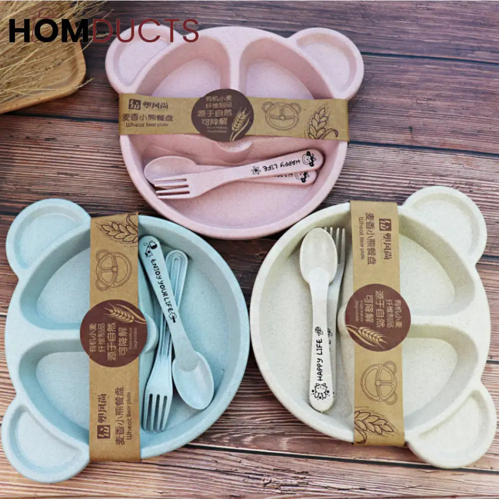 5Pcs Bear Plate Set With Spoon