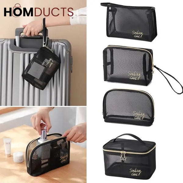 6Pcs Clear Mesh Travel Bag Set