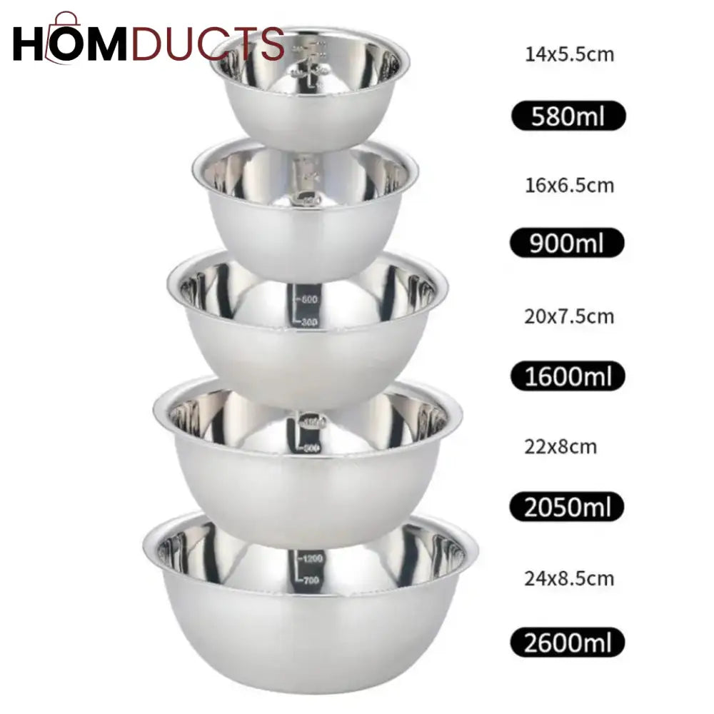 5Pcs Stainless Steel Multipurpose Bowl Set