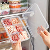 6-Grid Fridge & Freezer Food Storage Box with Lid - Reusable Plastic Container