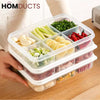 6-Grid Fridge & Freezer Food Storage Box with Lid - Reusable Plastic Container